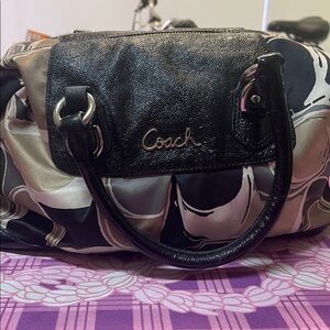 Coach Black and Cream Satchel
